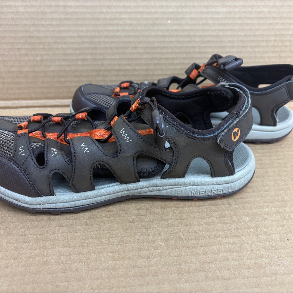 #S13 Merrell Chameleon Cargo Sandal 11 Brown Leather Trail Hiking Water Shoes